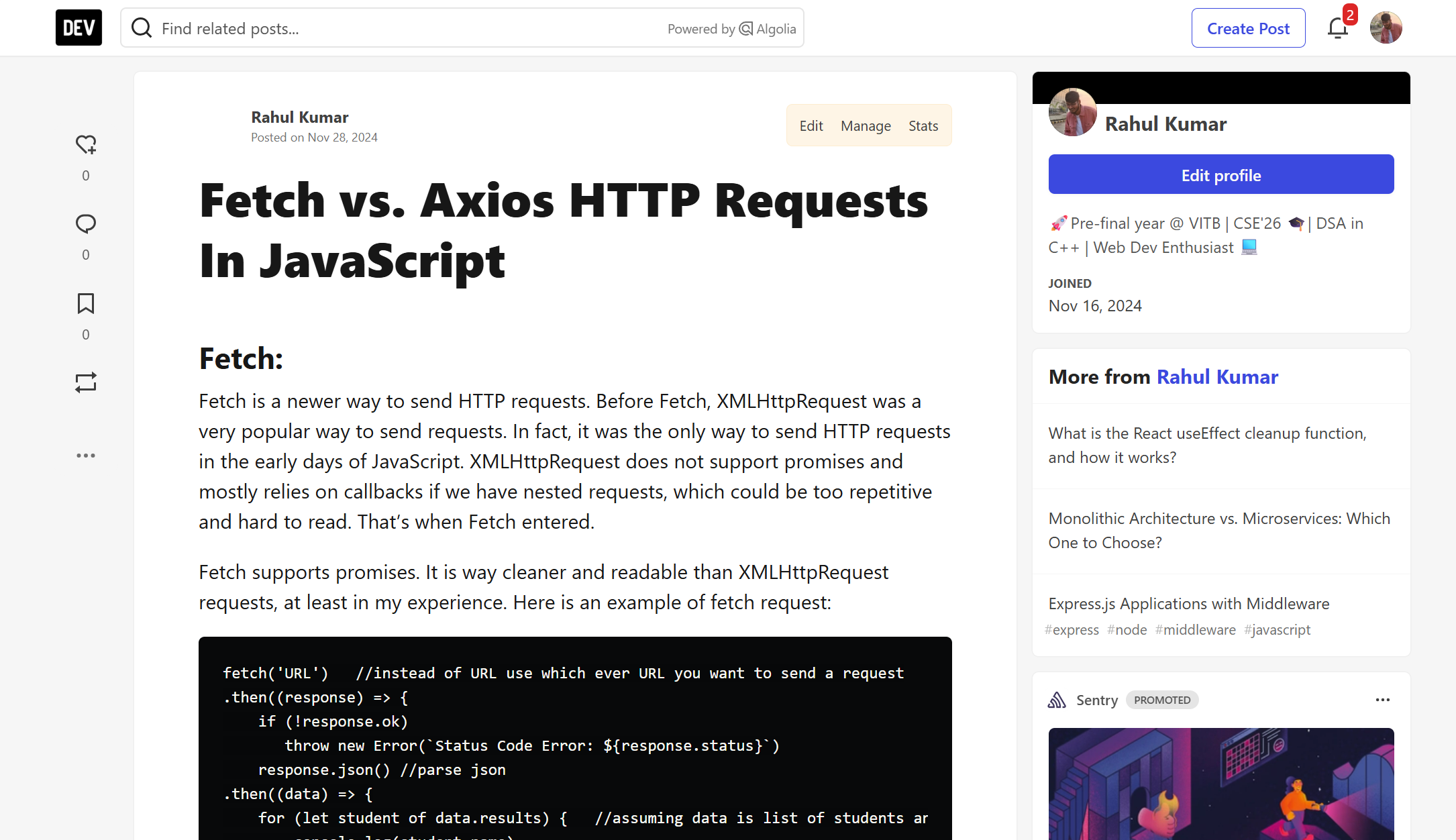 Fetch vs. Axios HTTP Requests In JavaScript